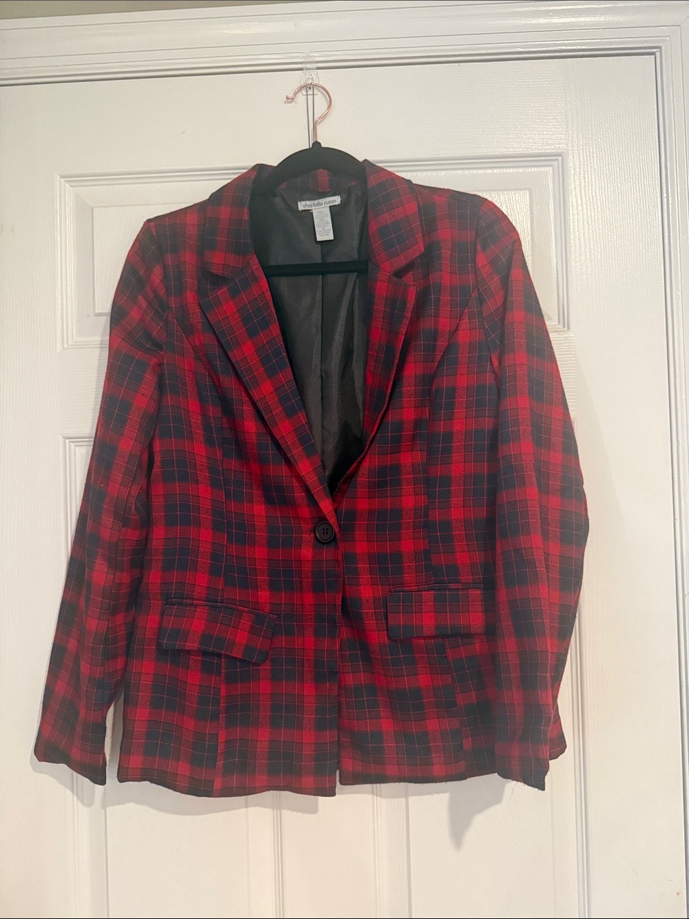 NWT Charlotte Russe Red and Black Plaid Blazer